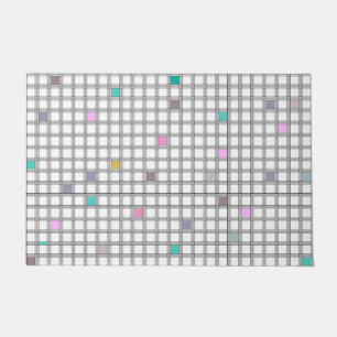 Multicolored Geometric Chequered Pattern Doormat
