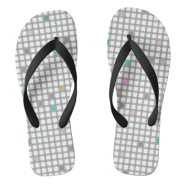 Multicolored Geometric Chequered Pattern Thongs (Footbed)