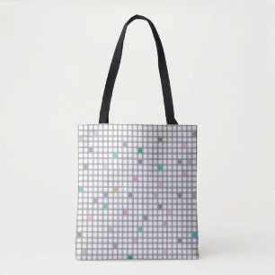 Multicolored Geometric Chequered Pattern Tote Bag
