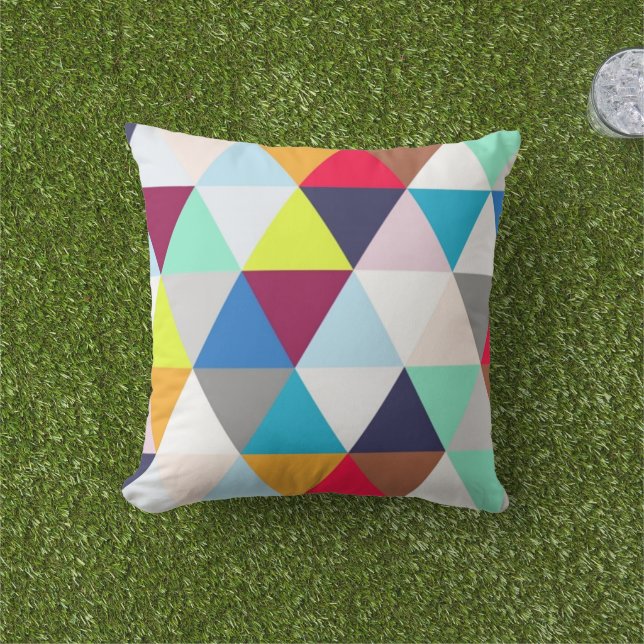 Multicolored Geometric Pattern Cushion (Grass)