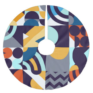 Multicolored Geometric: Primitive Shapes Fusion Brushed Polyester Tree Skirt