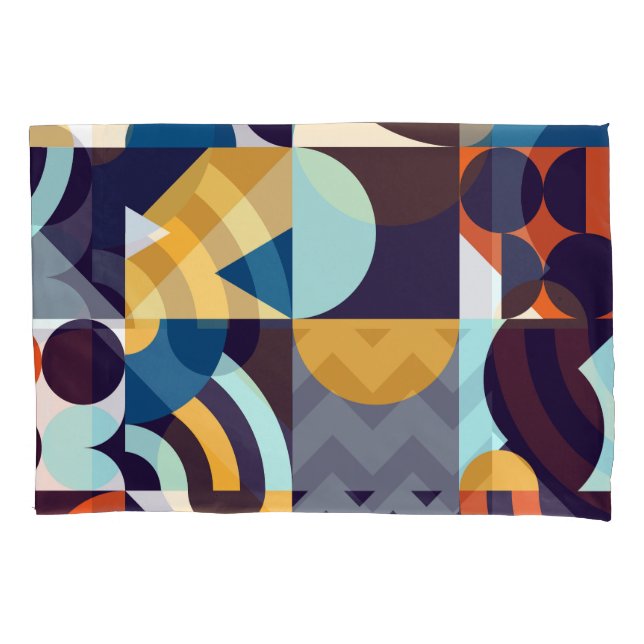 Multicolored Geometric: Primitive Shapes Fusion Pillowcase (Front)