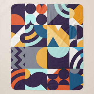 Multicolored Geometric: Primitive Shapes Fusion Sherpa Blanket