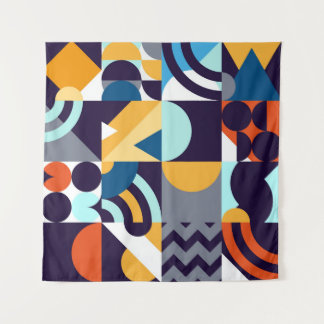 Multicolored Geometric: Primitive Shapes Fusion Tapestry