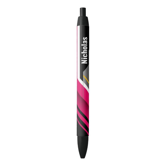Multicolored Geometric Shapes Black Ink Pen (Front Vertical)