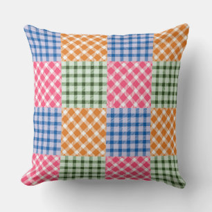 Multicolored Gingham Patchwork Pattern Cushion