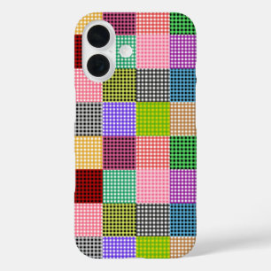 Multicolored Gingham Patchwork Plaid Pattern iPhone 16 Case