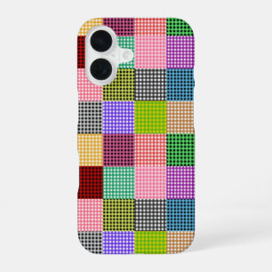 Multicolored Gingham Patchwork Plaid Pattern iPhone 16 Case
