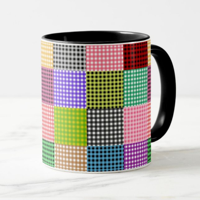 Multicolored Gingham Patchwork Plaid Pattern Mug (Creator Uploaded)