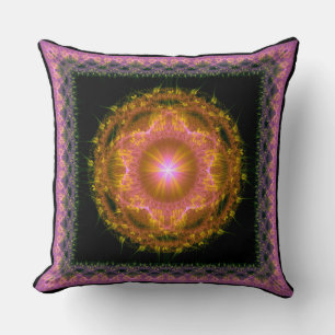 Multicolored glowing bright fractal pattern cushion