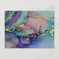 Multicolored Gold Alcohol Ink Liquid Abstract Art