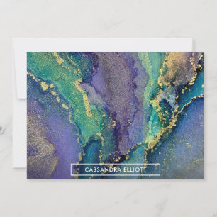 Multicolored Gold Alcohol Ink Liquid Abstract Art Thank You Card