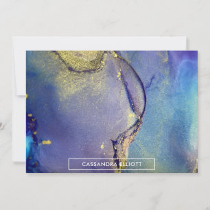 Multicolored Gold Alcohol Ink Liquid Abstract Art Thank You Card