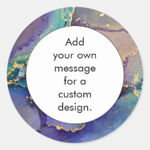 Multicolored Gold Liquid Abstract Art Custom DIY Classic Round Sticker