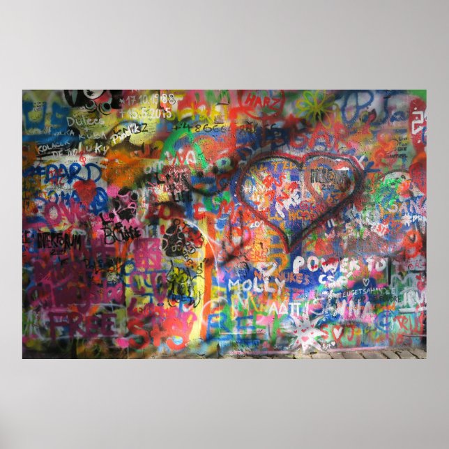 Multicolored graffiti on concrete wall poster (Front)