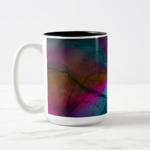 Multicolored Grungy Rainbow Starburst Abstract Art Two-Tone Coffee Mug