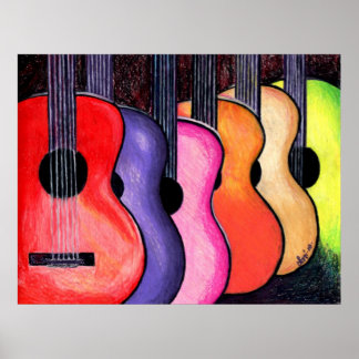 Multicolored Guitars Poster by Loni