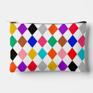 Multicolored Harlequin Diamonds Pattern Design Accessory Pouch