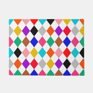 Multicolored Harlequin Diamonds Pattern Design  Doormat