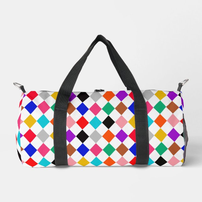 Multicolored Harlequin Diamonds Pattern Design  Duffle Bag (Front)