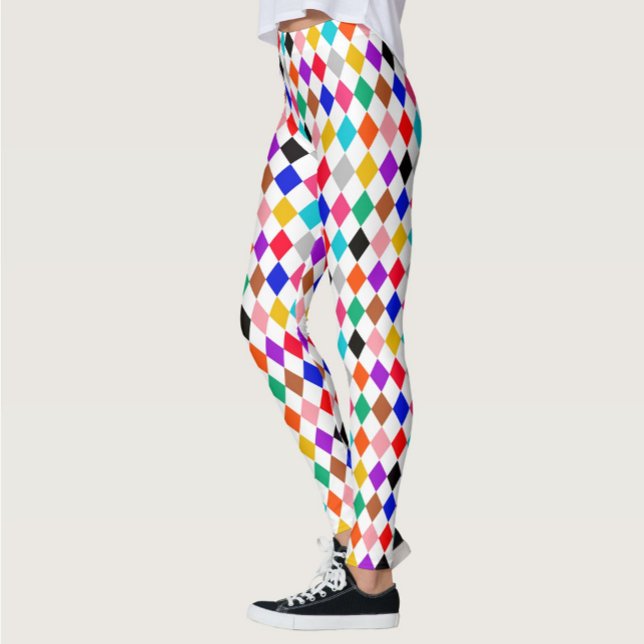 Multicolored Harlequin Diamonds Pattern Design  Leggings (Creator Uploaded)