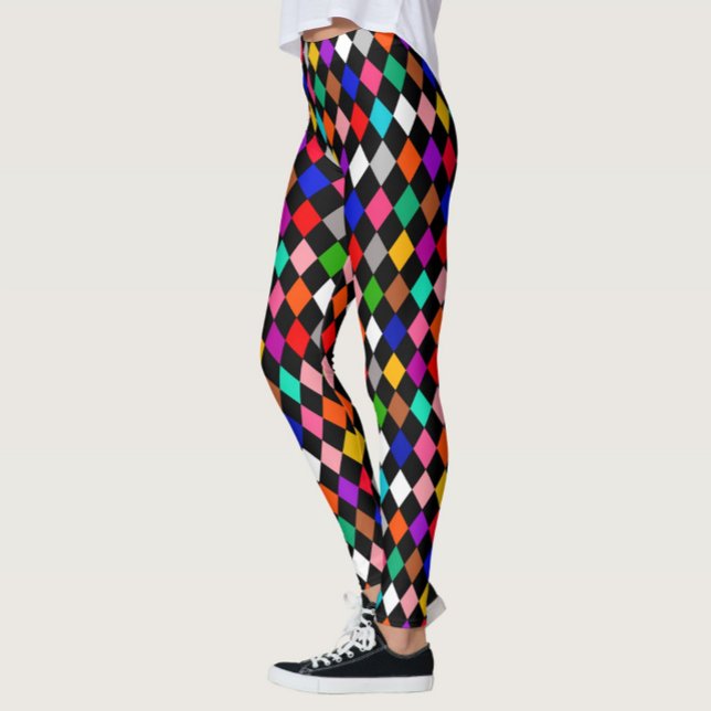 Multicolored Harlequin Diamonds Pattern Design  Leggings (Creator Uploaded)