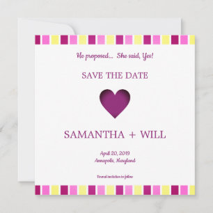 Multicolored Heart Modern and Minimalist Striped Save The Date