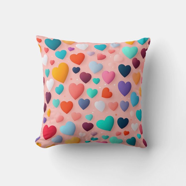 Multicolored heart pattern cushion (Front)
