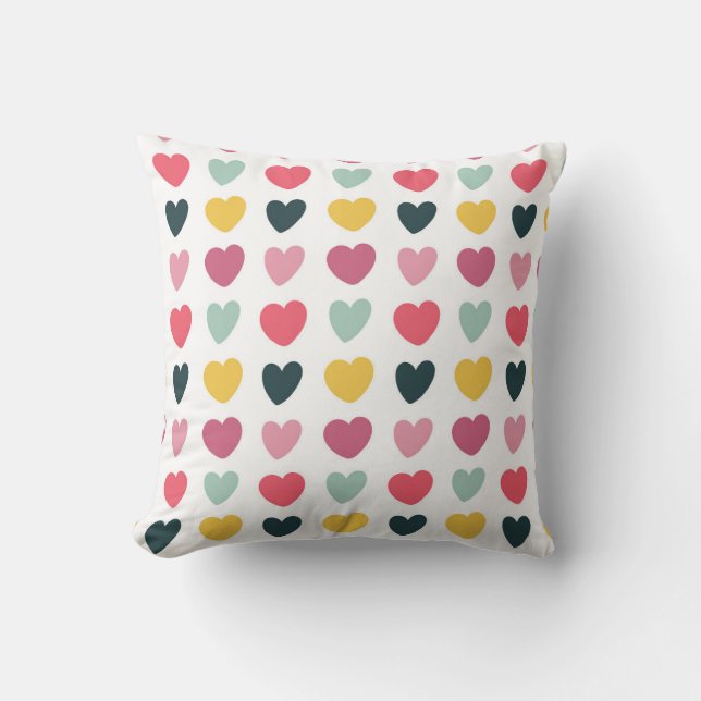 Multicolored Heart Pattern Cushion (Front)