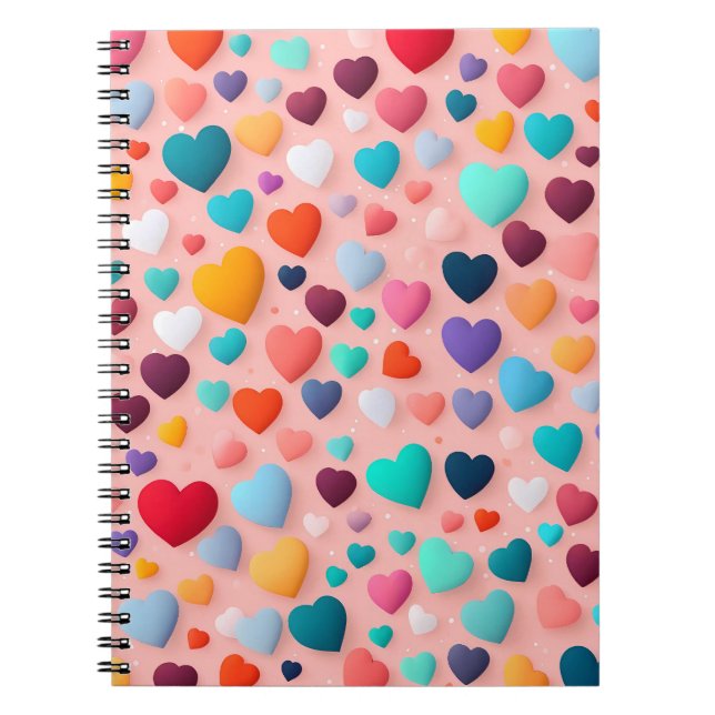 Multicolored Heart Pattern Notebook (Front)