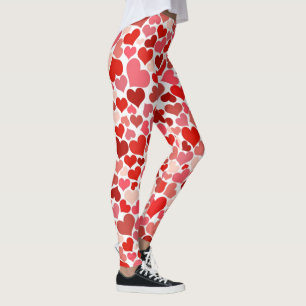 Multicolored Hearts on White Leggings