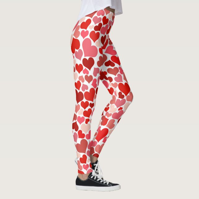 Multicolored Hearts on White Leggings (Right)