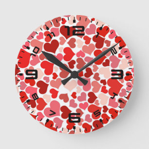 Multicolored Hearts Pattern-20367 Round Clock