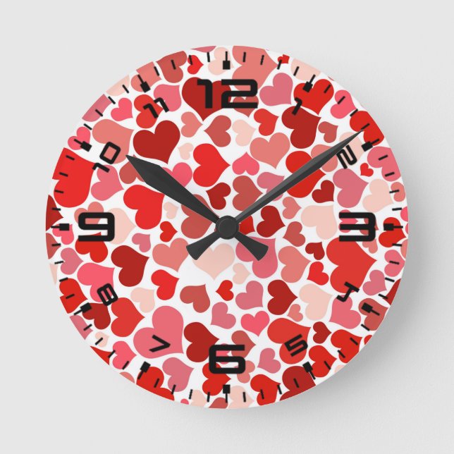 Multicolored Hearts Pattern-20367 Round Clock (Front)