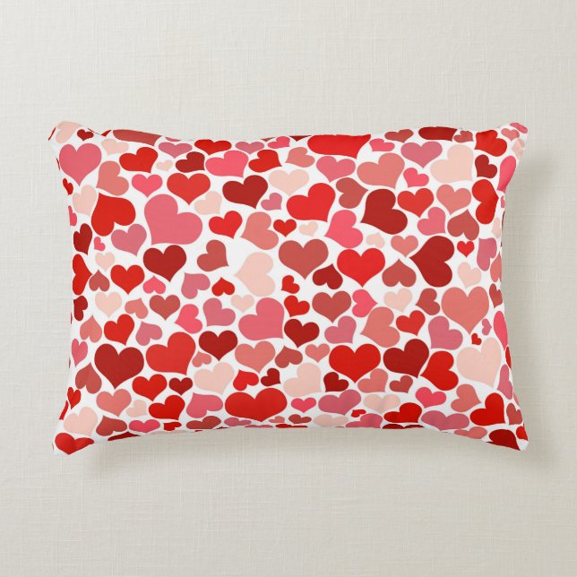 Multicolored Hearts Pattern Decorative Cushion (Front)
