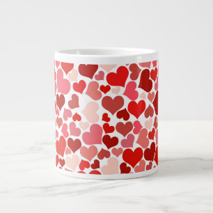 Multicolored Hearts Pattern Large Coffee Mug