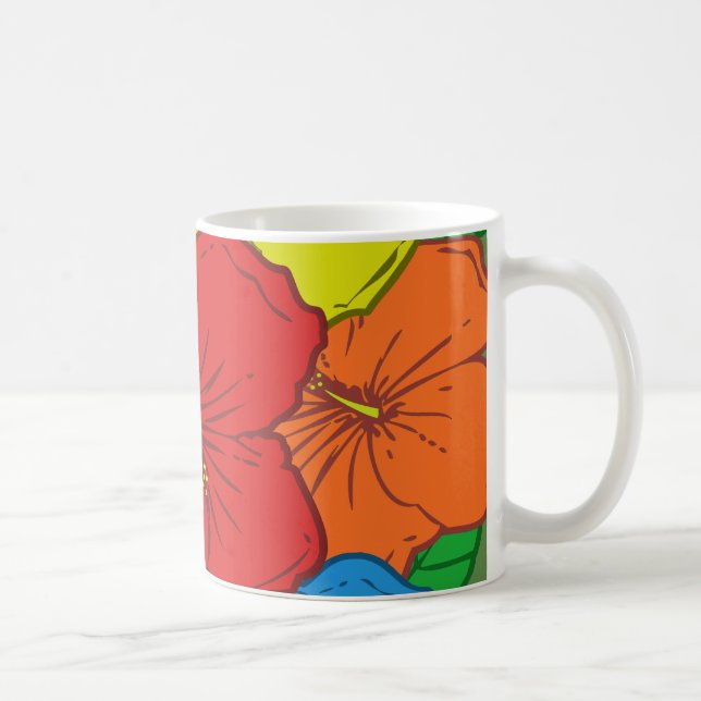 Multicolored Hibiscus Flowers #7 Coffee Mug (Right)
