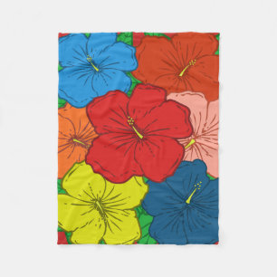 Multicolored Hibiscus Flowers #7 Fleece Blanket
