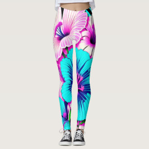 Multicolored Hibiscus Flowers Thunder_Cove Leggings