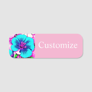 Multicolored Hibiscus Flowers Thunder_Cove Name Tag