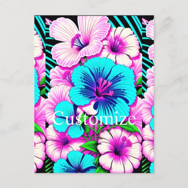 Multicolored Hibiscus Flowers Thunder_Cove Postcard (Front)