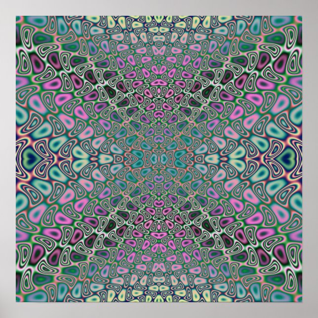 Multicolored Hologram Butterfly Fractal Abstract Poster (Front)