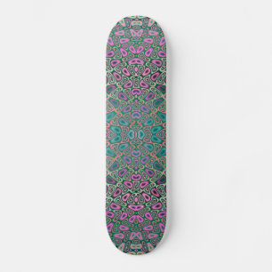 Multicolored Hologram Butterfly Fractal Abstract Skateboard