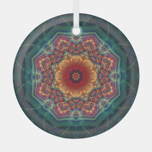 Multicolored kaleidoscope flower, seamless pattern glass tree decoration