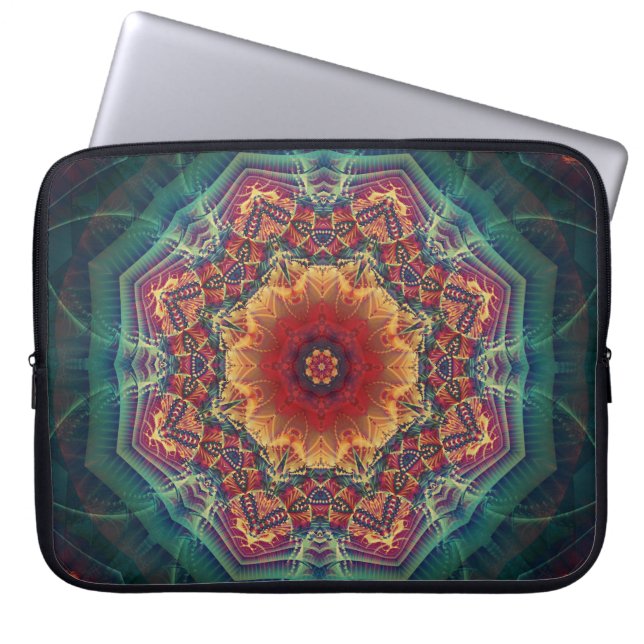 Multicolored kaleidoscope flower, seamless pattern laptop sleeve (Front)