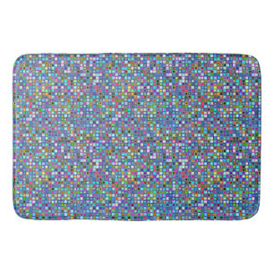 Multicolored 'Kindergarten' Retro Tiles Pattern Bath Mat