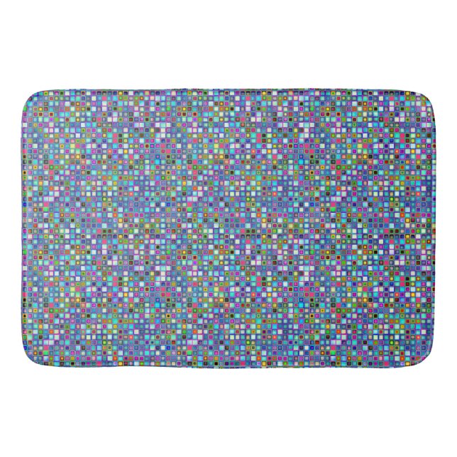 Multicolored 'Kindergarten' Retro Tiles Pattern Bath Mat (Front)