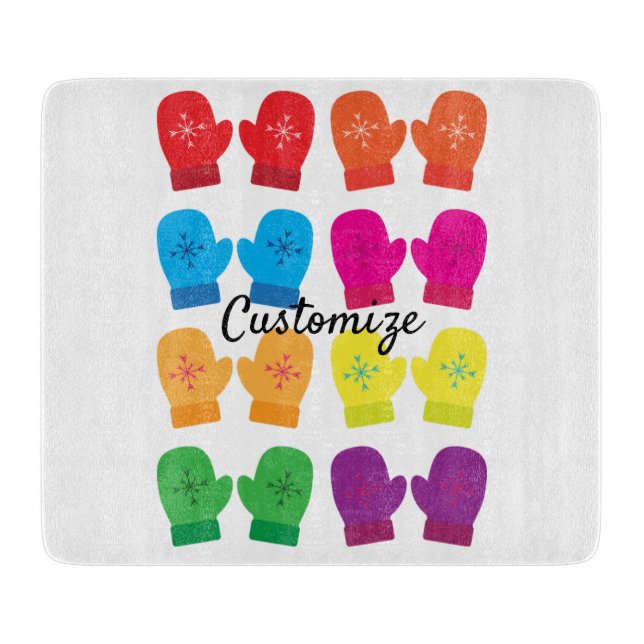 Multicolored Knitted Mittens Thunder_Cove Cutting Board (Front)