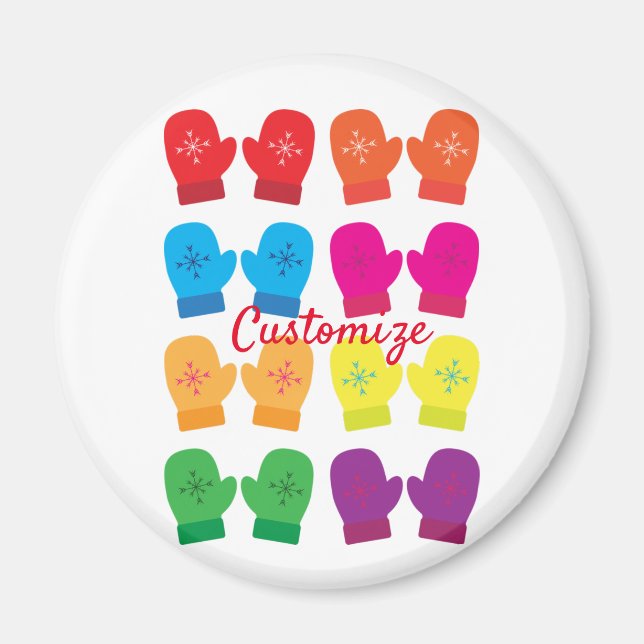 Multicolored Knitted Mittens Thunder_Cove Magnet (Front)