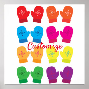 Multicolored Knitted Mittens Thunder_Cove Poster